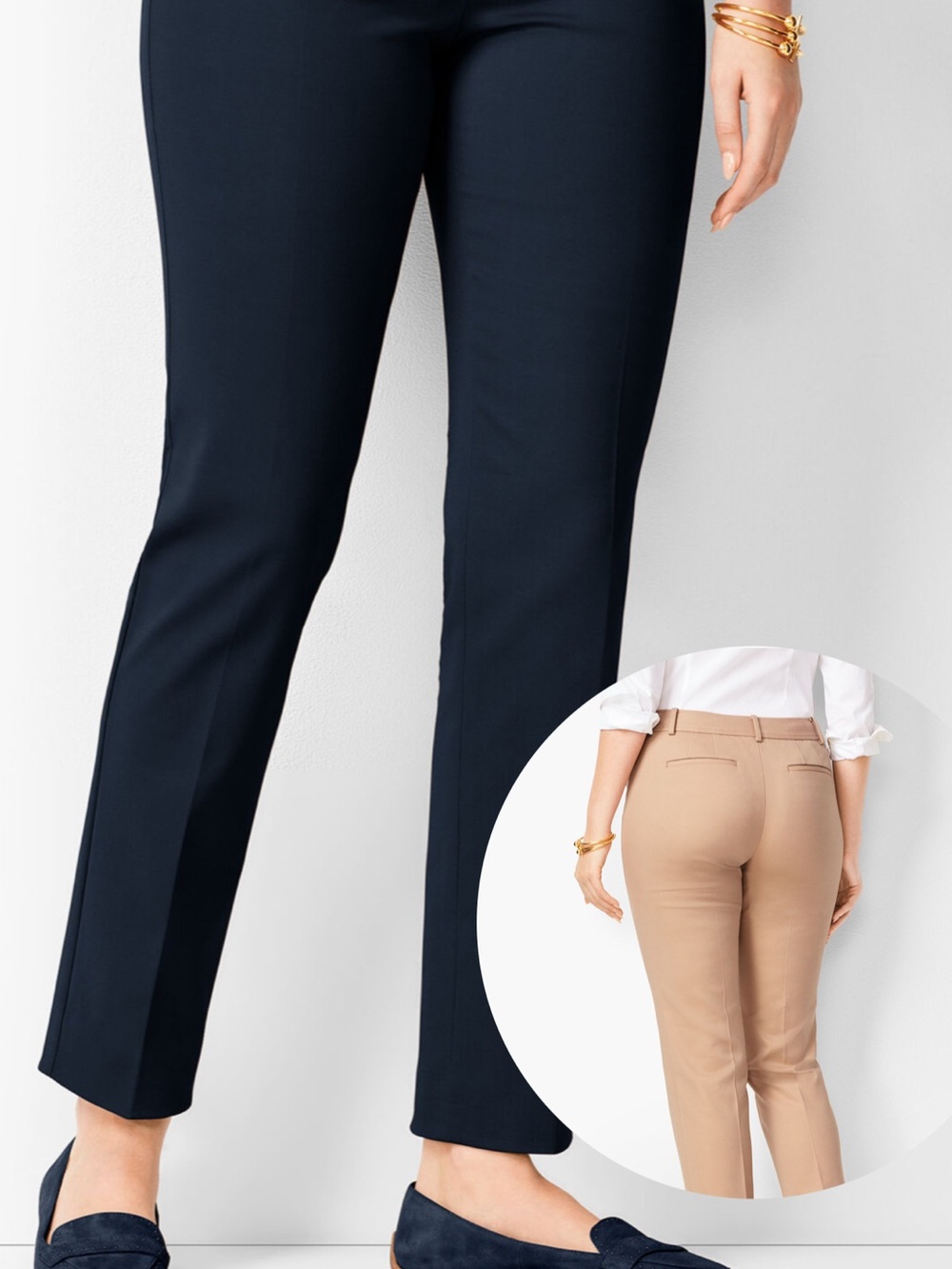 Talbots Curve Stretch Pants - Size 14, Navy